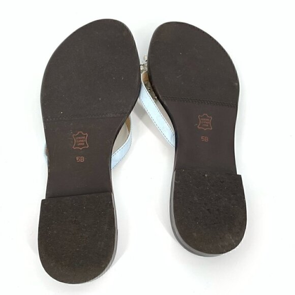 Talbots womens sandals size 5 blue leather tortoise embossed beaded flop flops - Picture 9 of 12
